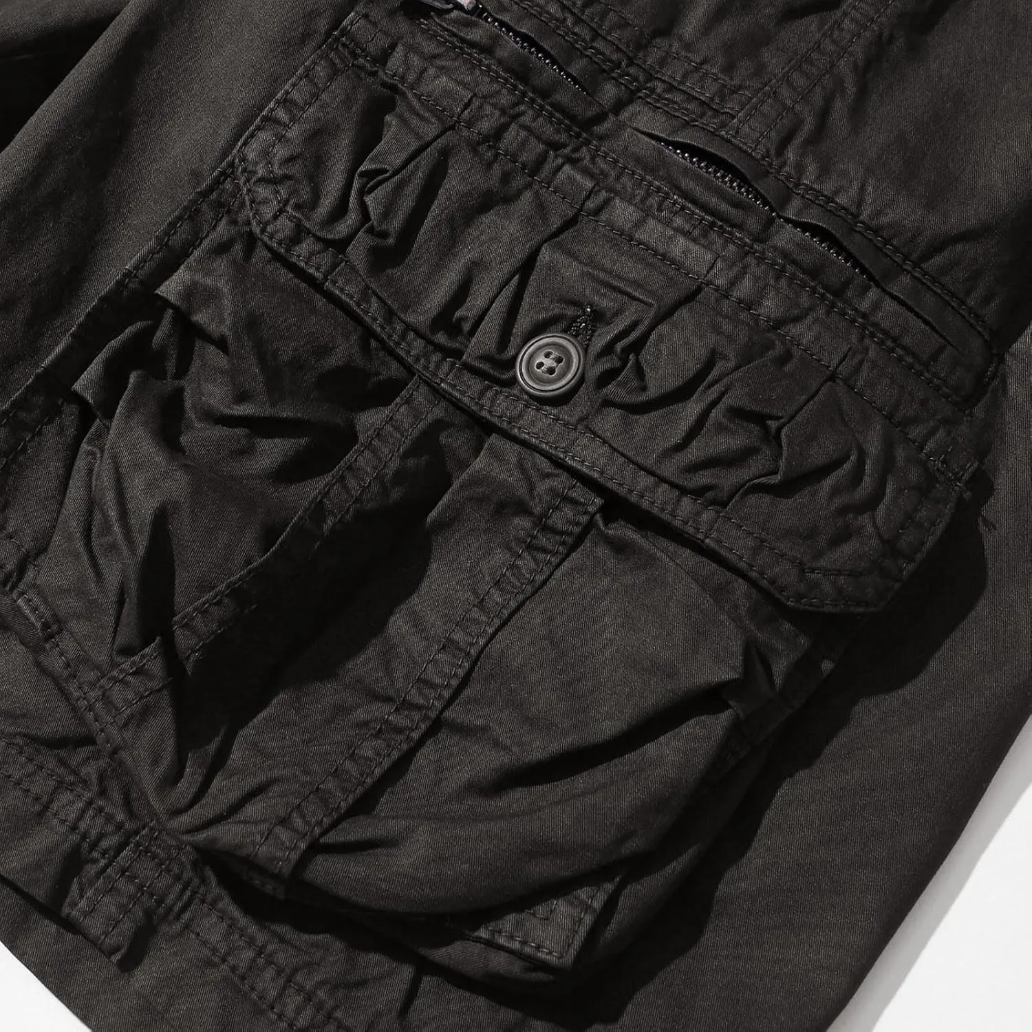 Muscularfit Mens Cotton Shorts Flat-Front Cotton Multi Pockets Cargo Short Solid Buckle Zipper Fashion Utility Tooling Shorts