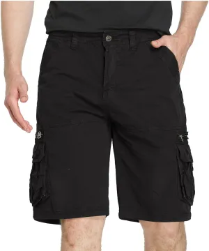 Muscularfit Mens Cotton Shorts Flat-Front Cotton Multi Pockets Cargo Short Solid Buckle Zipper Fashion Utility Tooling Shorts