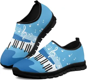 Music Walking Shoes for Women,Low Top Casual Sneaker Light Weight Road Running Shoes Breathable Teenis Workout Sneakers