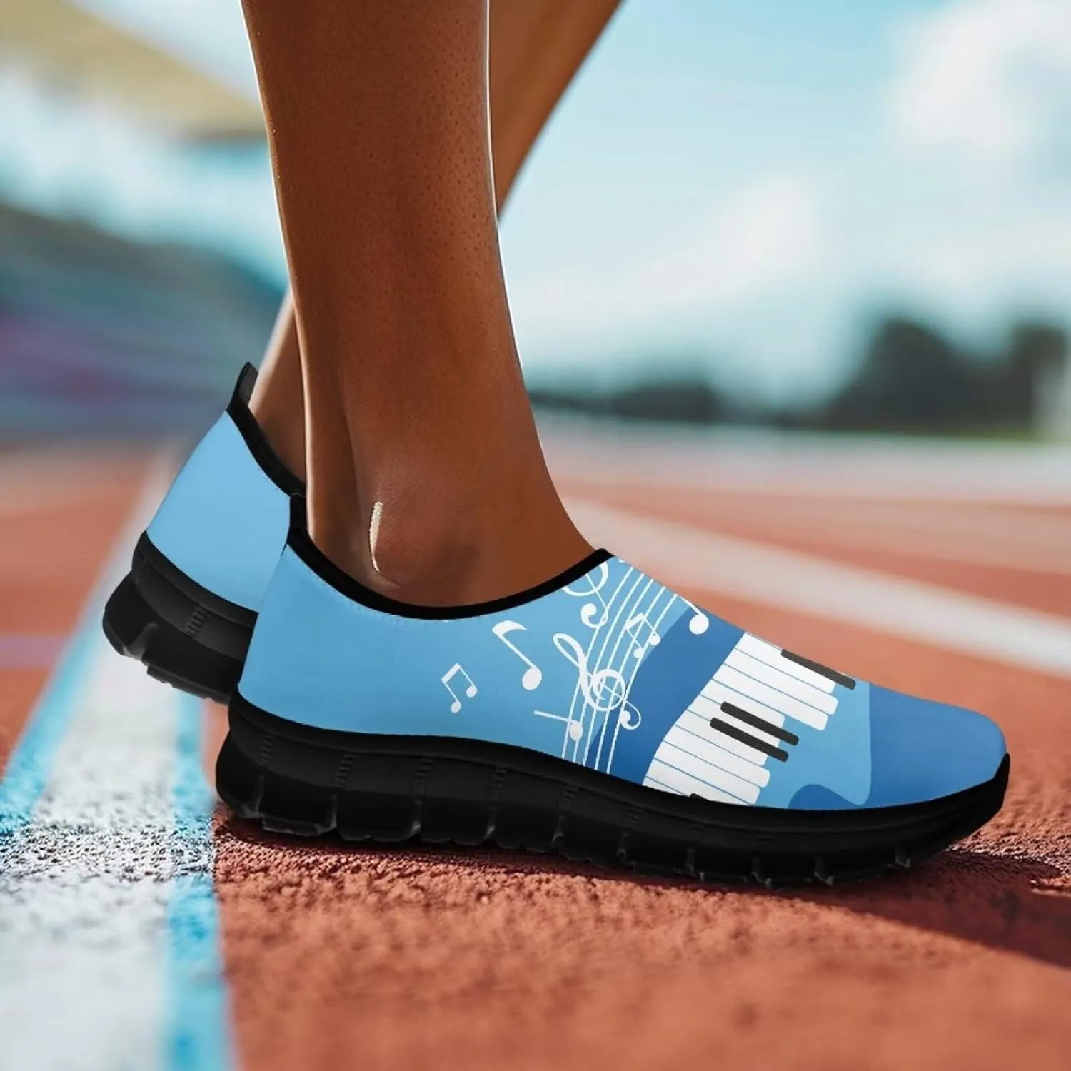 Music Walking Shoes for Women,Low Top Casual Sneaker Light Weight Road Running Shoes Breathable Teenis Workout Sneakers