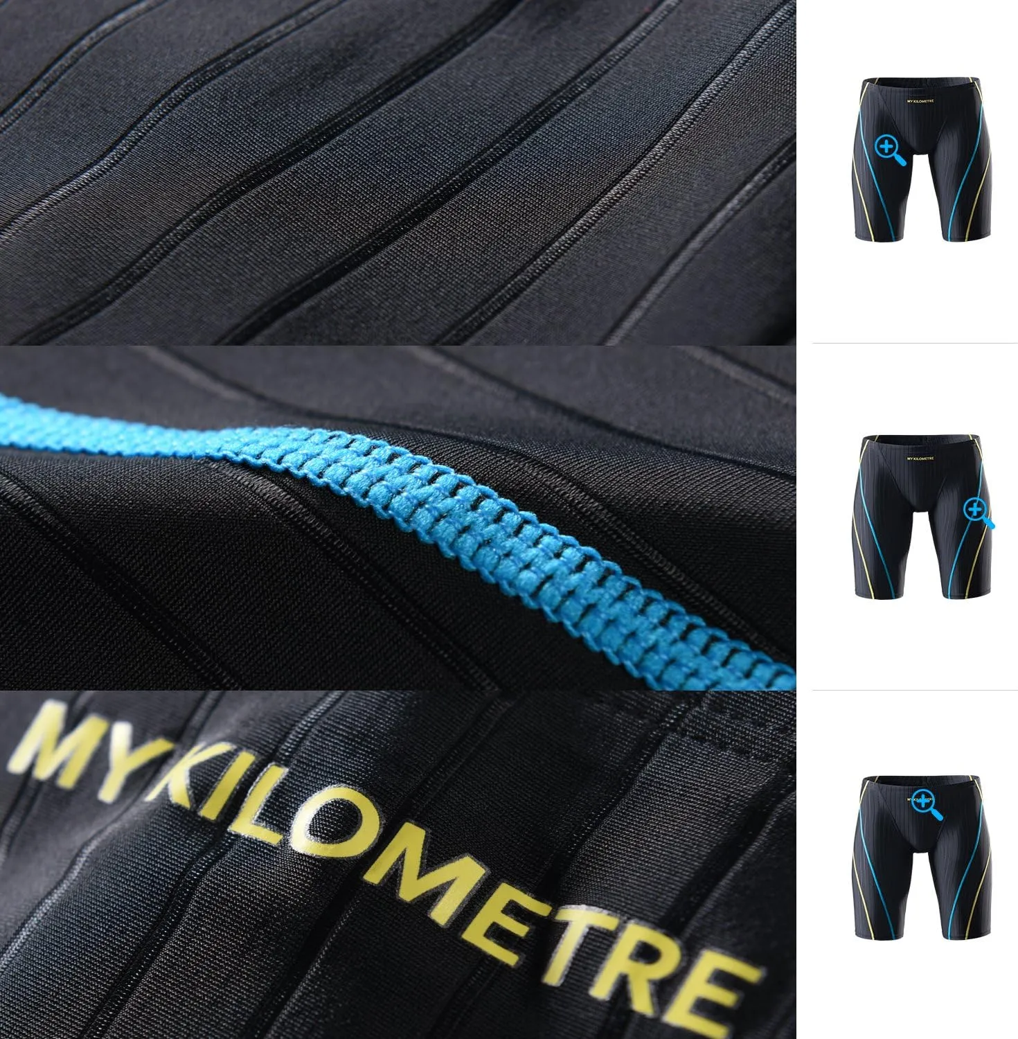 MY KILOMETRE Men's Swimsuit Jammer Solid Swim Jammers Endurance Long Racing Training Swimsuit