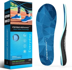 NASA Grade Plantar Fasciitis Insoles - Low Arch Support Inserts for Men & Women - Shoe Inserts for Work Boots, Plantar Fasciitis Relief, Insoles for Standing All Day
