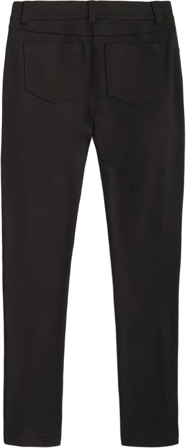 Nautica Girls' School Uniform Interlock Skinny Leg Jegging, Elasticized Waistband with Faux Button Closure, Stretch Material