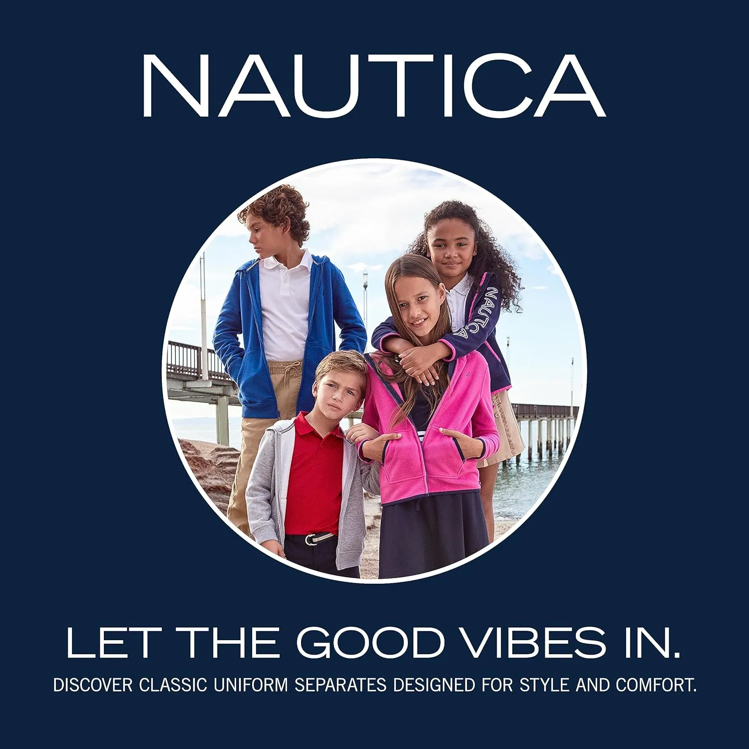 Nautica Girls' School Uniform Interlock Skinny Leg Jegging, Elasticized Waistband with Faux Button Closure, Stretch Material
