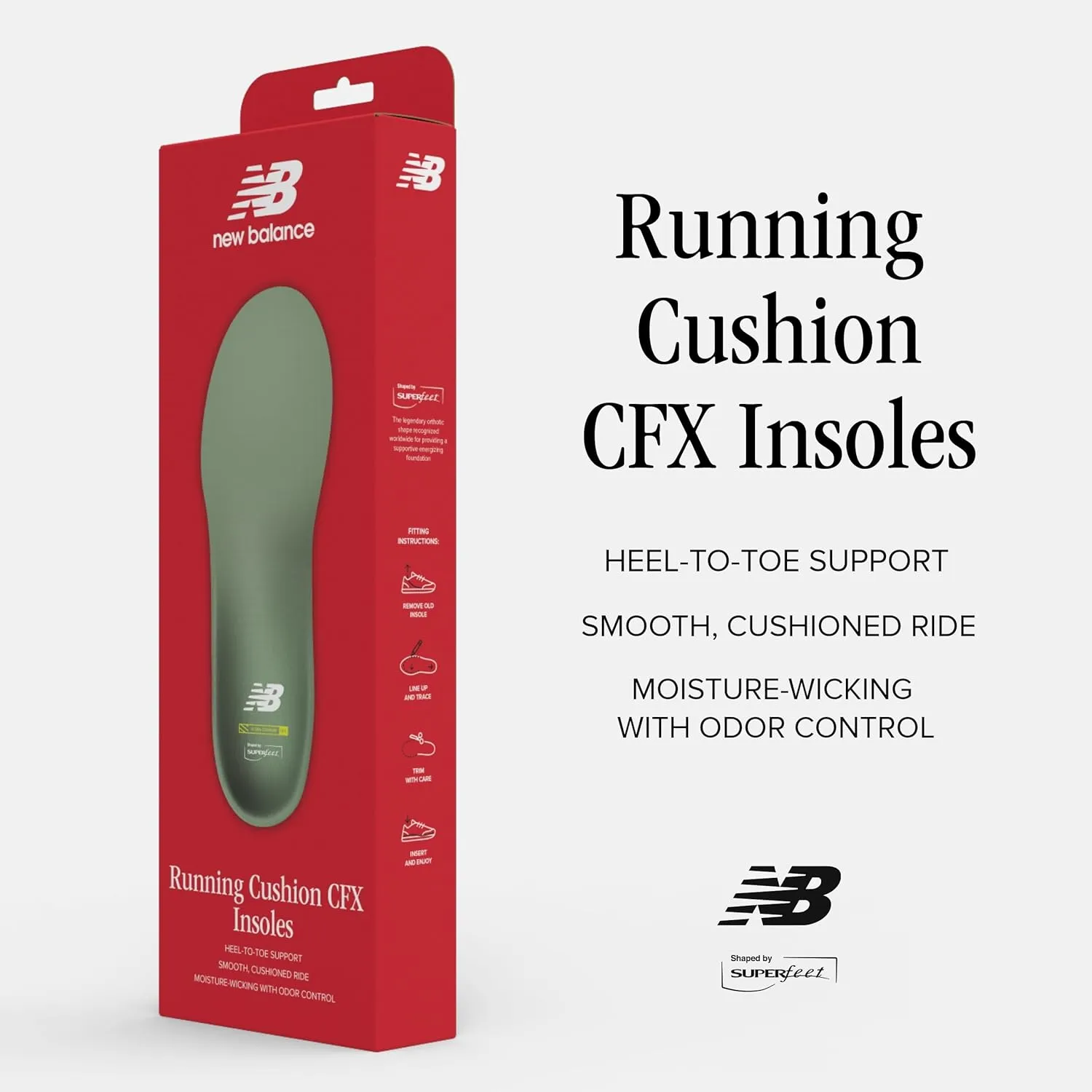 New Balance Running Cushion CFX Shoe Inserts - Arch Support for Runners - Dual Comfort Foam - Unisex - 5-7 Men / 6.5-8 Women