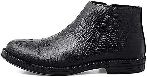 New Chelsea Boots For Men Crocodile Print With Double Zipper Cowhide Leather Slip On Non Slip Anti-slip Waterproof Fashion Pull On