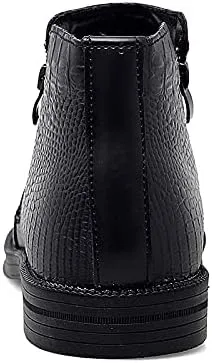 New Chelsea Boots For Men Crocodile Print With Double Zipper Cowhide Leather Slip On Non Slip Anti-slip Waterproof Fashion Pull On