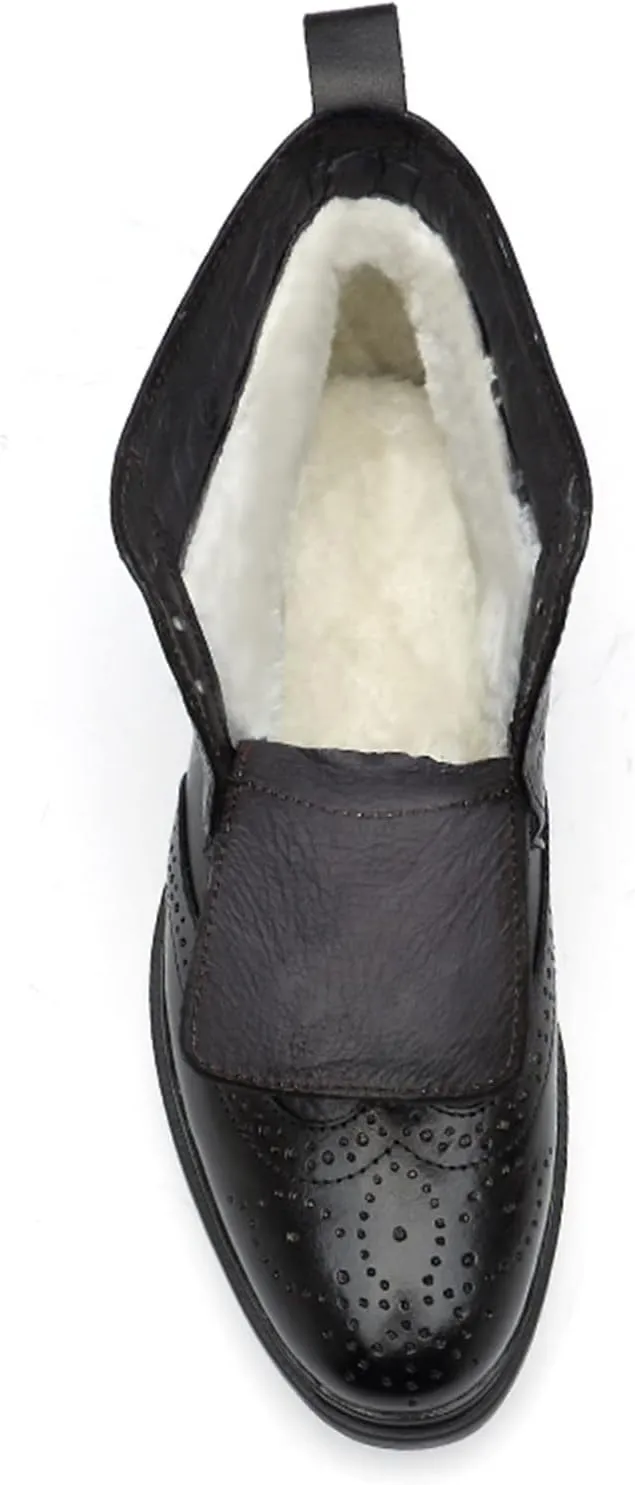 New Chelsea Boots For Men Elastic Bandage Carved Brogue Win Tip Crocodile Print Cowhide Leather Anti-slip Wearable Non Waterproof Formal Classic Slip On