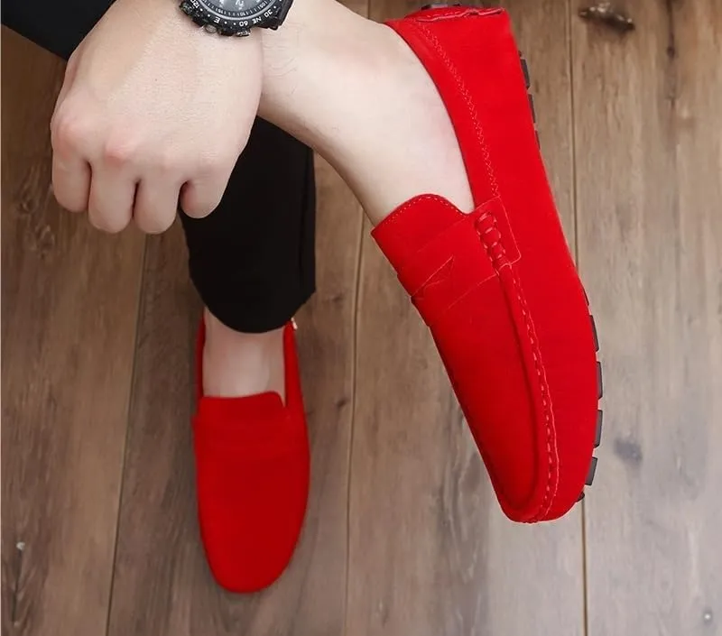 New Loafers for Men Round Toe Suede Vamp Penny Driving Loafers Flat Heel Flexible Comfortable Prom Fashion Slip-ons