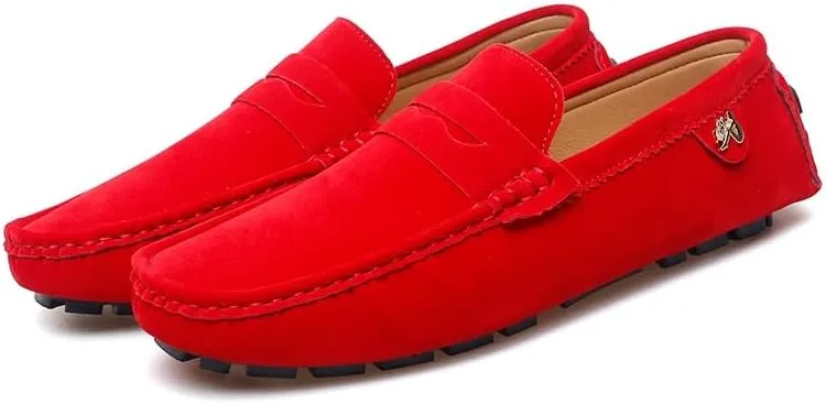 New Loafers for Men Round Toe Suede Vamp Penny Driving Loafers Flat Heel Flexible Comfortable Prom Fashion Slip-ons