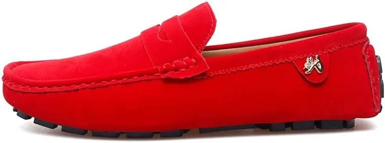 New Loafers for Men Round Toe Suede Vamp Penny Driving Loafers Flat Heel Flexible Comfortable Prom Fashion Slip-ons