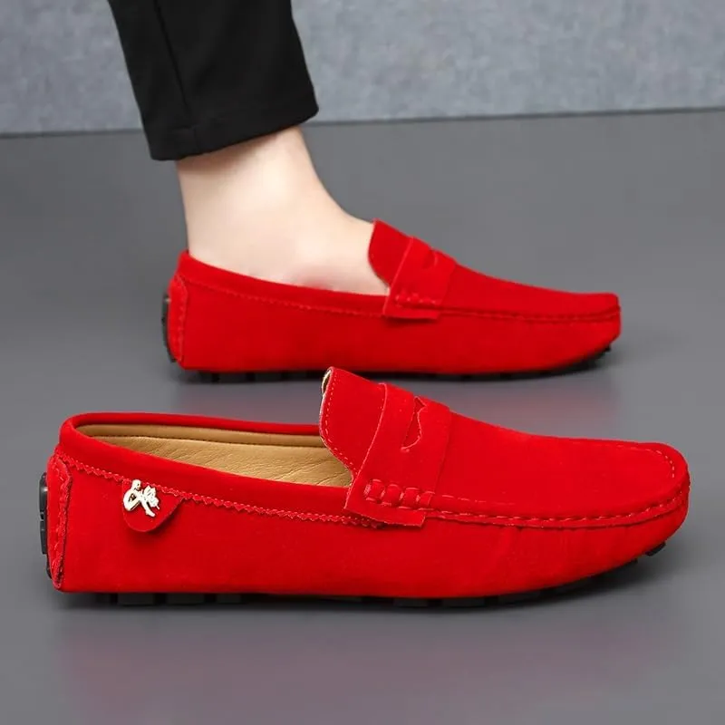 New Loafers for Men Round Toe Suede Vamp Penny Driving Loafers Flat Heel Flexible Comfortable Prom Fashion Slip-ons