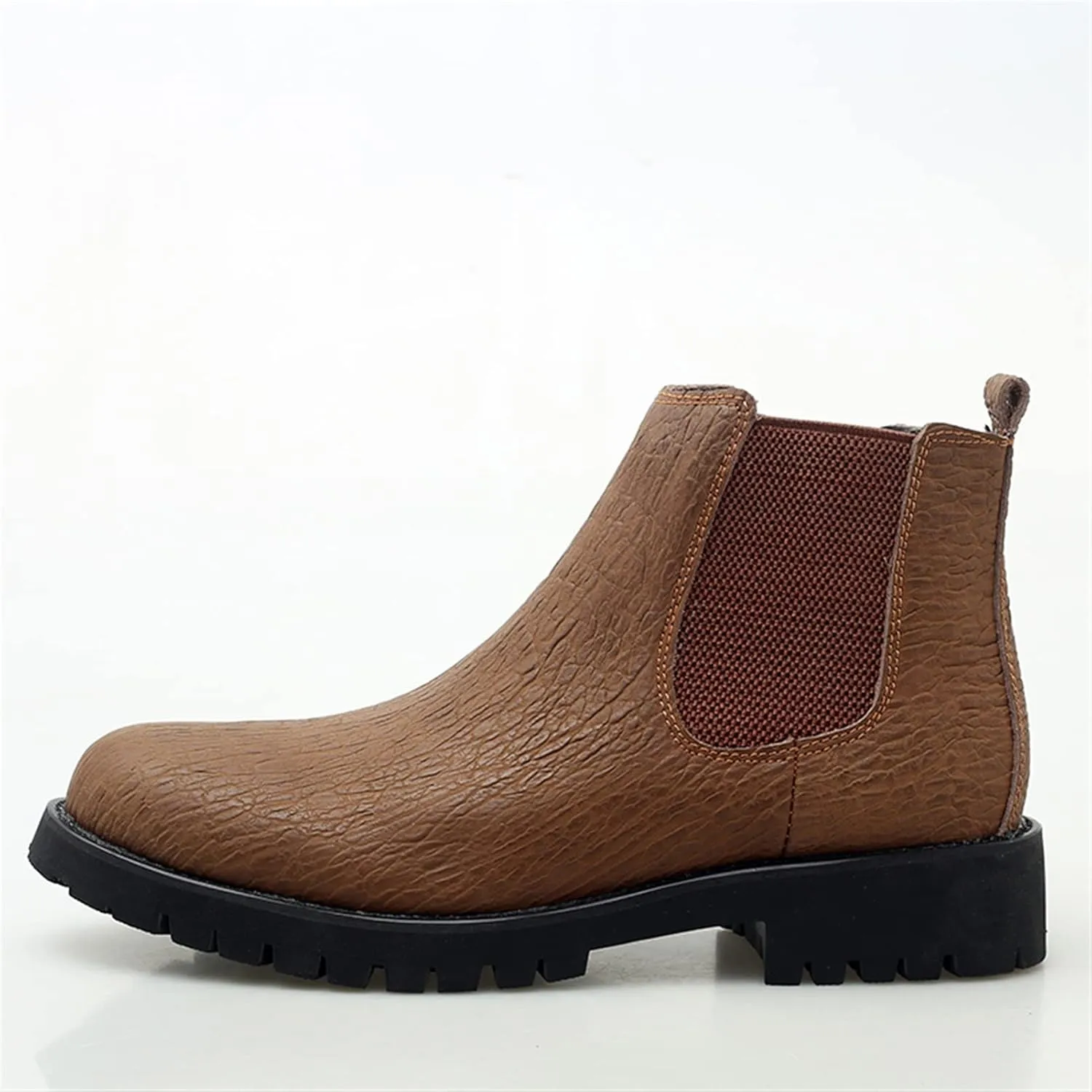 New Men Chelsea Boots Crocodile Print Elastic Bandage Cowhide Leather Slip On Non Waterproof Anti-slip Wearable Formal Slip On