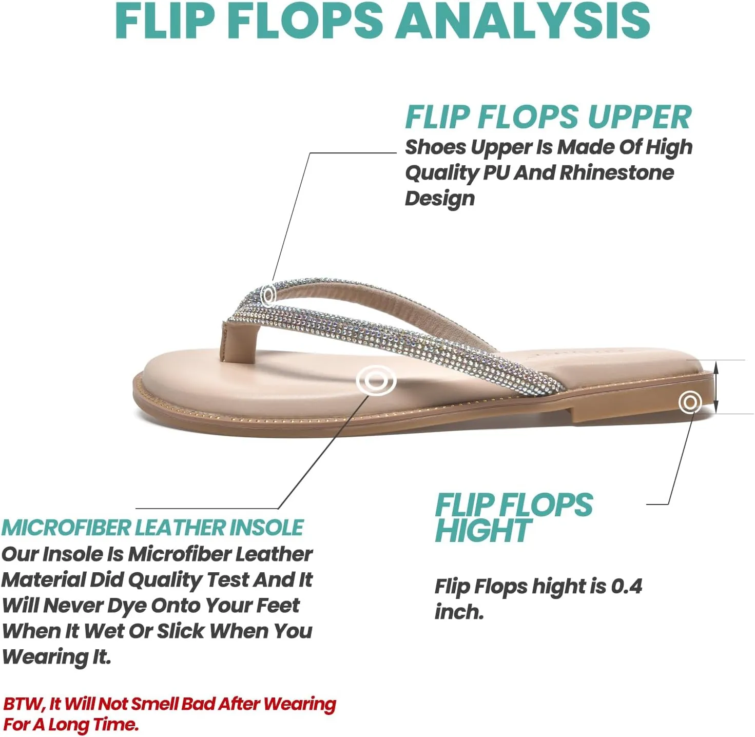 NianEr Womens Microfiber Leather Comfort Foam Rhinestone Glitter Sparkly Dress Flip Flop Sandals Summer Cute Flat Slides