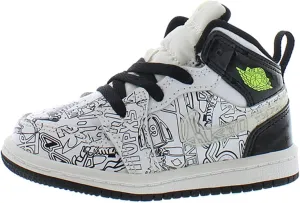 Nike Baby Girl's 1 Mid SE (Infant/Toddler) White/White/Black/Volt 4 Toddler M