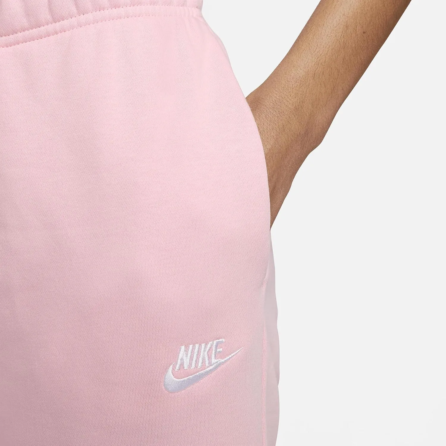 Nike Sportswear Club Fleece Women's Mid-Rise Joggers (DQ5191-690, Medium Soft Pink/White)