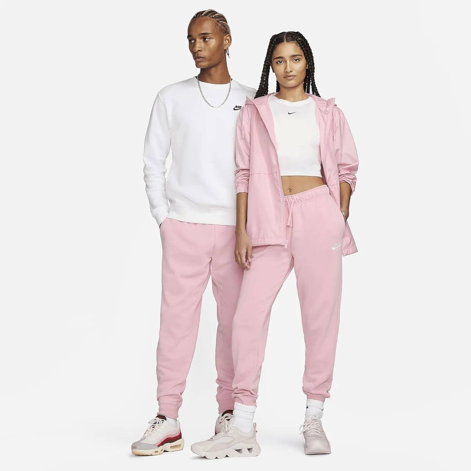 Nike Sportswear Club Fleece Women's Mid-Rise Joggers (DQ5191-690, Medium Soft Pink/White)