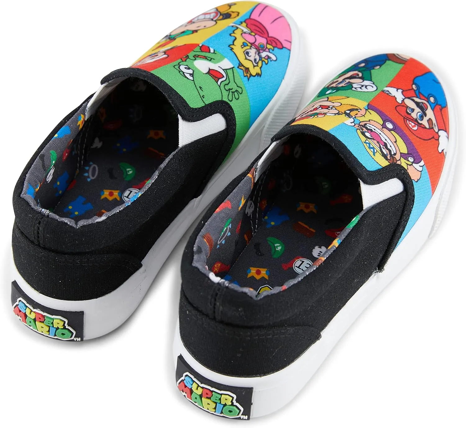 Nintendo Boys Mario Athletic Sneakers - Super Mario Slip On Shoes - Mario, Luigi, Kirby and Donkey Kong Slip On Canvas Sneakers