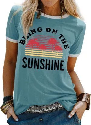 Nlife Bring On The Sunshine Graphic Long Sleeves Tees Blouses for Women Tops Sweaters for Women