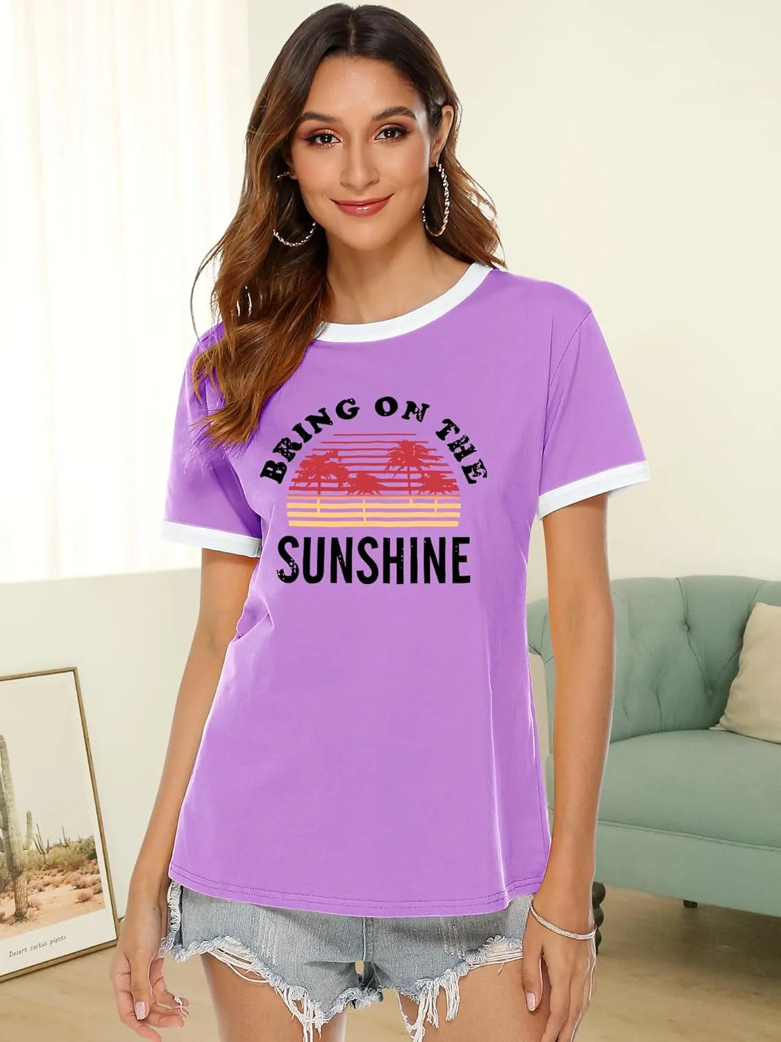Nlife Bring On The Sunshine Graphic Long Sleeves Tees Blouses for Women Tops Sweaters for Women