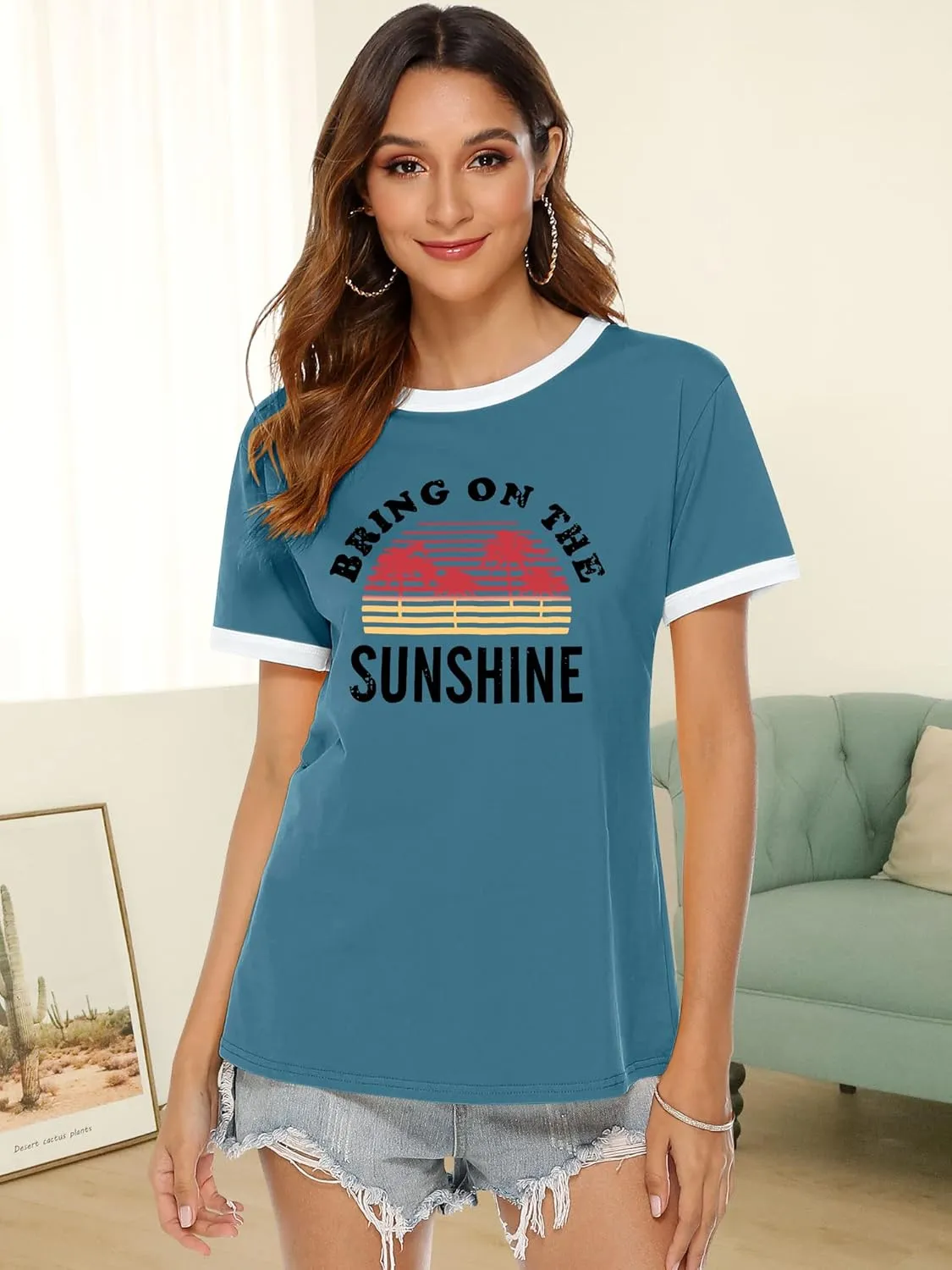 Nlife Bring On The Sunshine Graphic Long Sleeves Tees Blouses for Women Tops Sweaters for Women