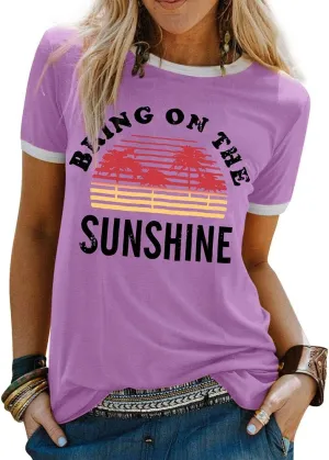 Nlife Bring On The Sunshine Graphic Long Sleeves Tees Blouses for Women Tops Sweaters for Women
