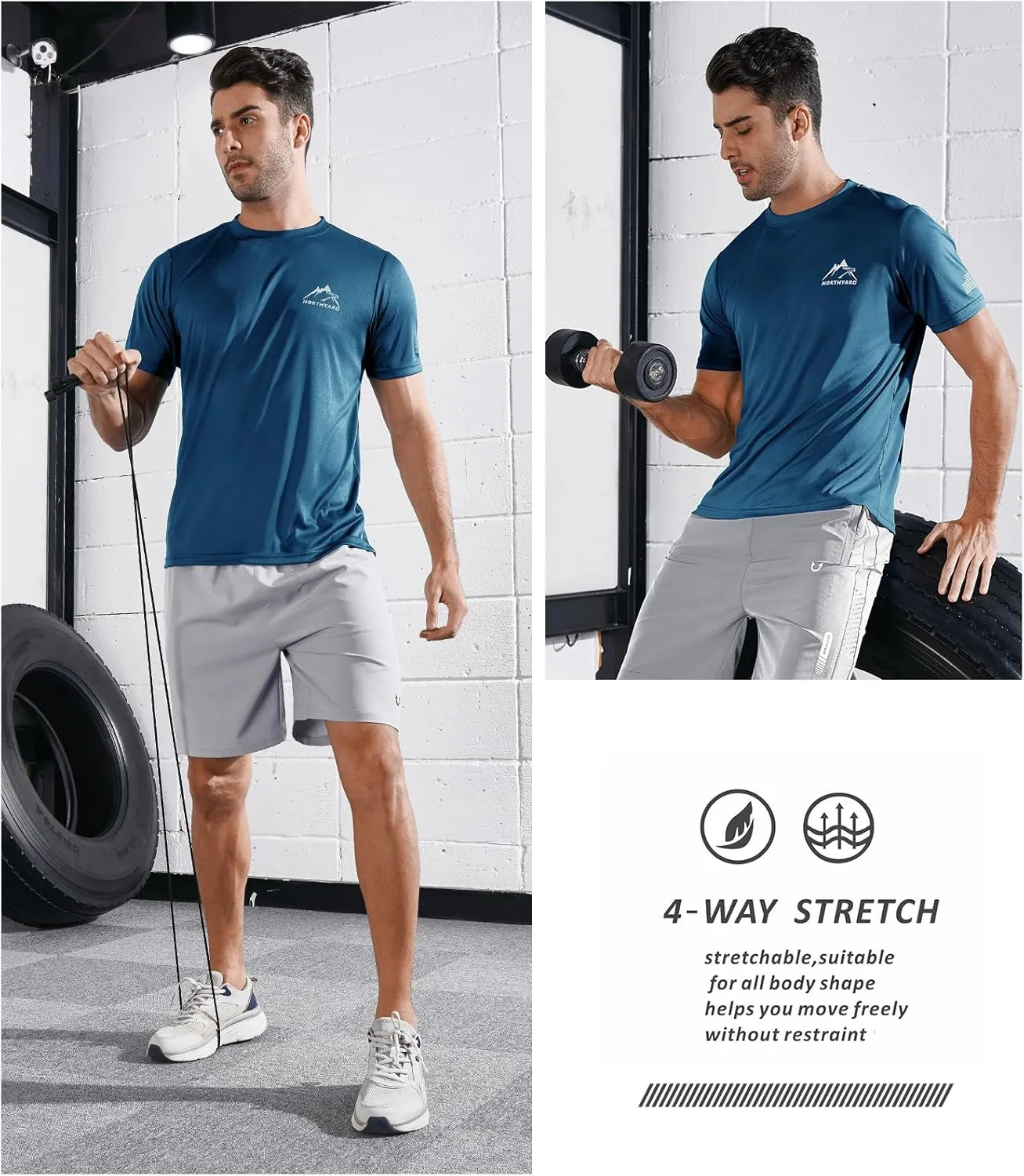 NORTHYARD Men's UPF 50  Sun Protection Shirts Swim SPF UV Quick Dry Short Sleeve T-Shirts for Athletic Fishing Rash Guard