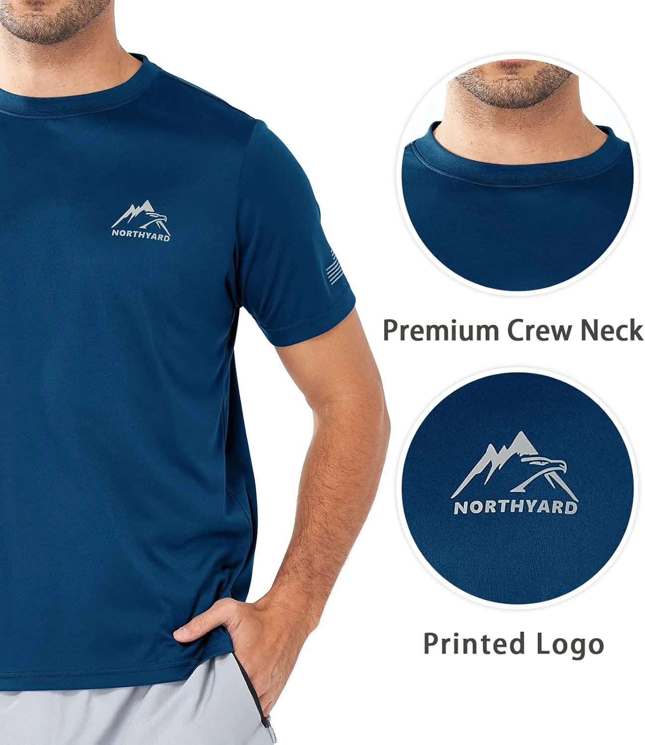 NORTHYARD Men's UPF 50  Sun Protection Shirts Swim SPF UV Quick Dry Short Sleeve T-Shirts for Athletic Fishing Rash Guard