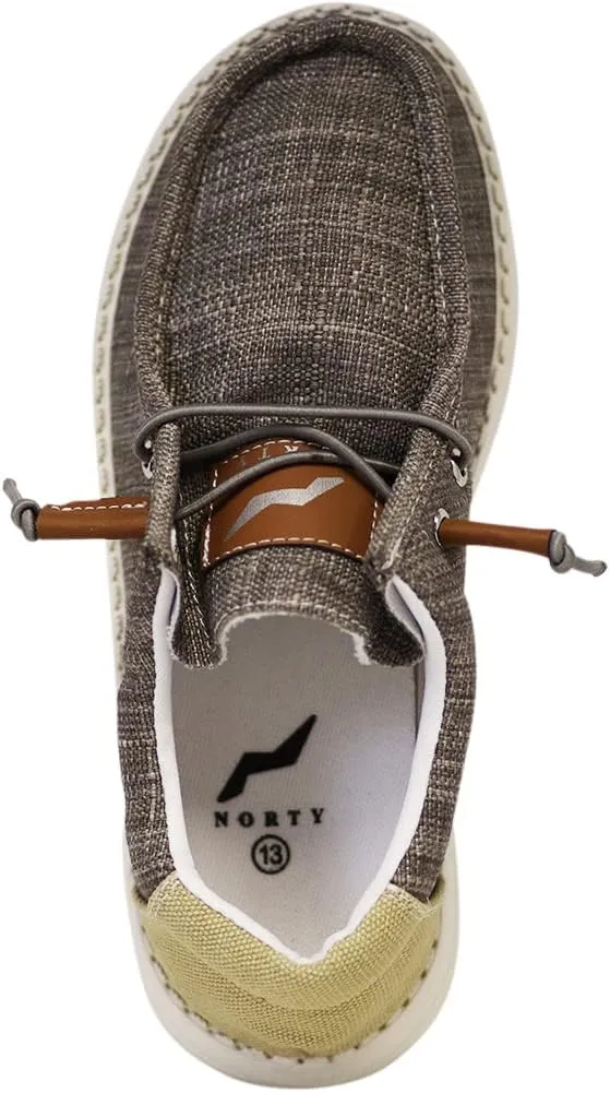 NORTY Unisex Kids Casual Boat Shoes - Slip-On Lace-Up Loafers for Boys and Girls - Lightweight Design