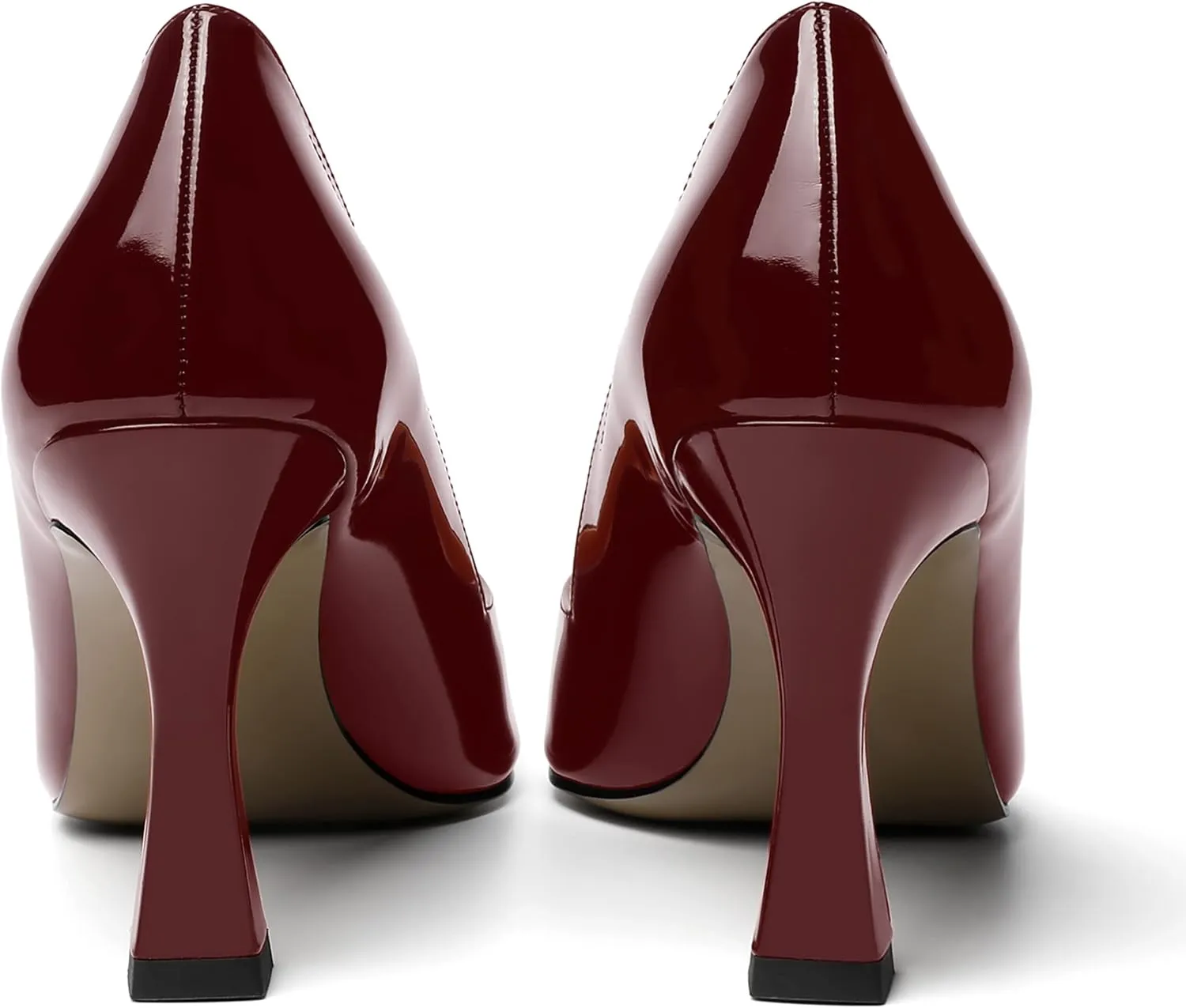 NUMALEO Womens Slip On Dress Solid Pointed Toe Dating Patent Spool High Heel Pumps Shoes 3.3 Inch