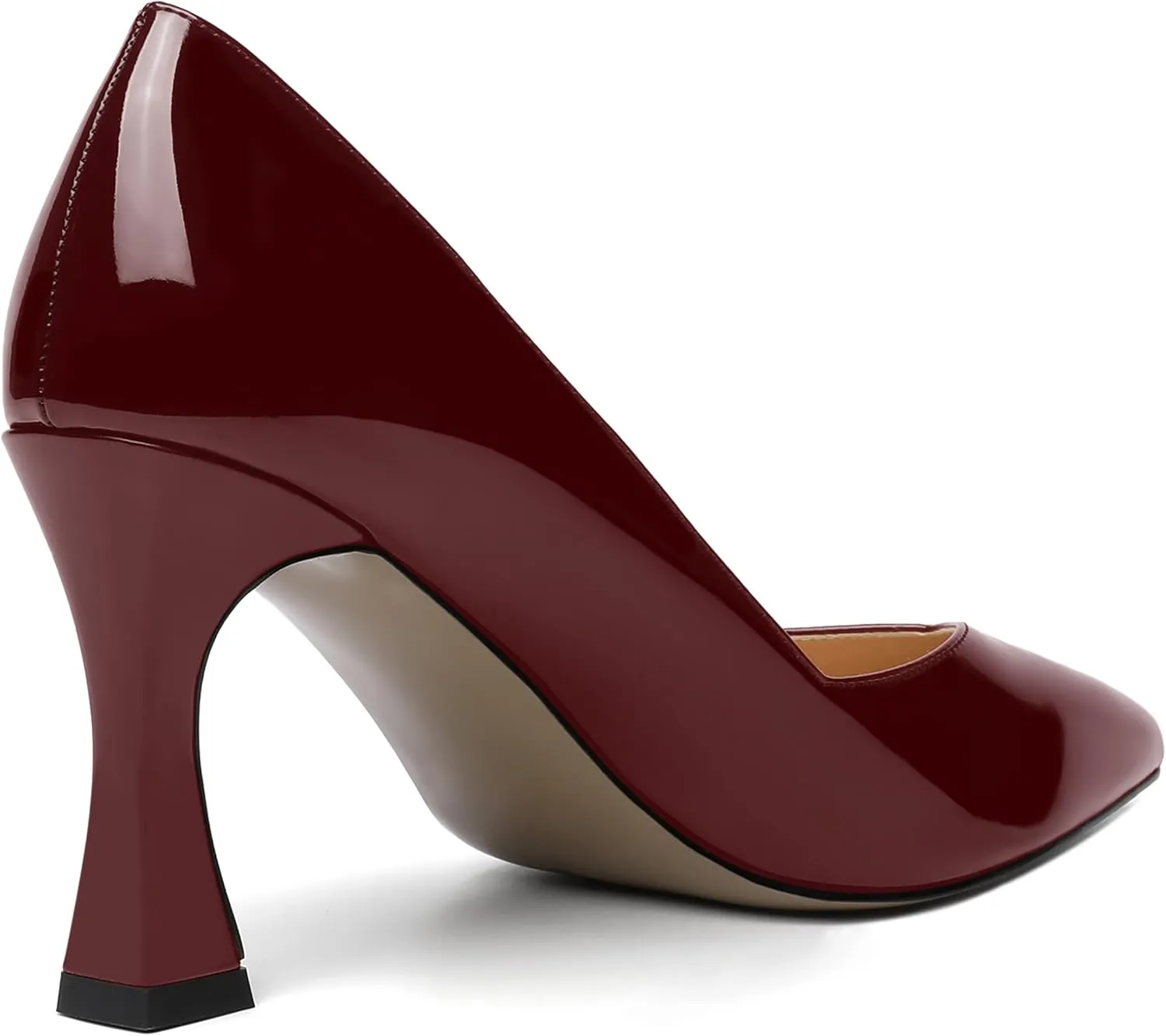 NUMALEO Womens Slip On Dress Solid Pointed Toe Dating Patent Spool High Heel Pumps Shoes 3.3 Inch