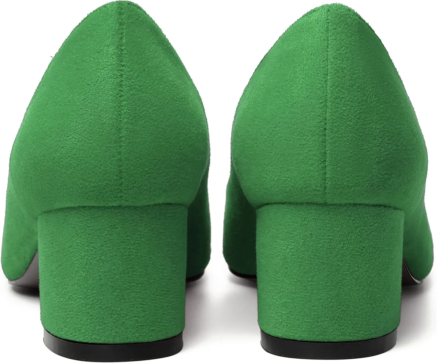 NUMALEO Womens Suede Solid Office Square Toe Slip On Casual Chunky Low Heel Pumps Shoes 2 Inch