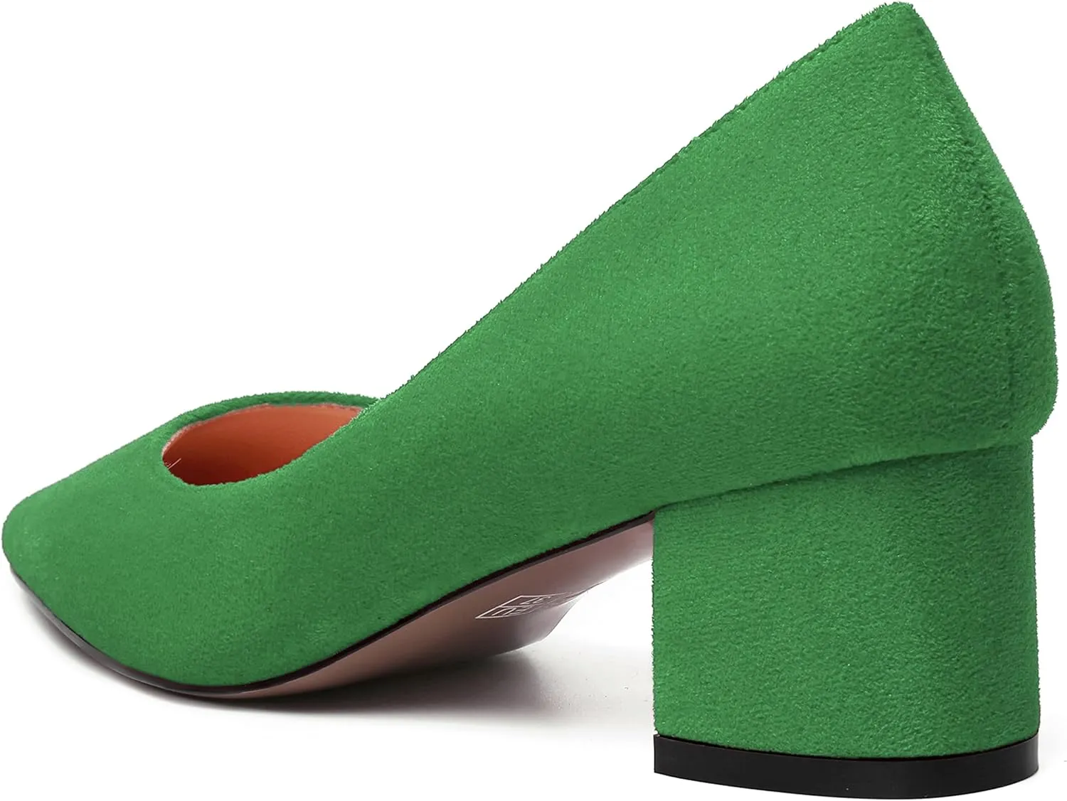 NUMALEO Womens Suede Solid Office Square Toe Slip On Casual Chunky Low Heel Pumps Shoes 2 Inch