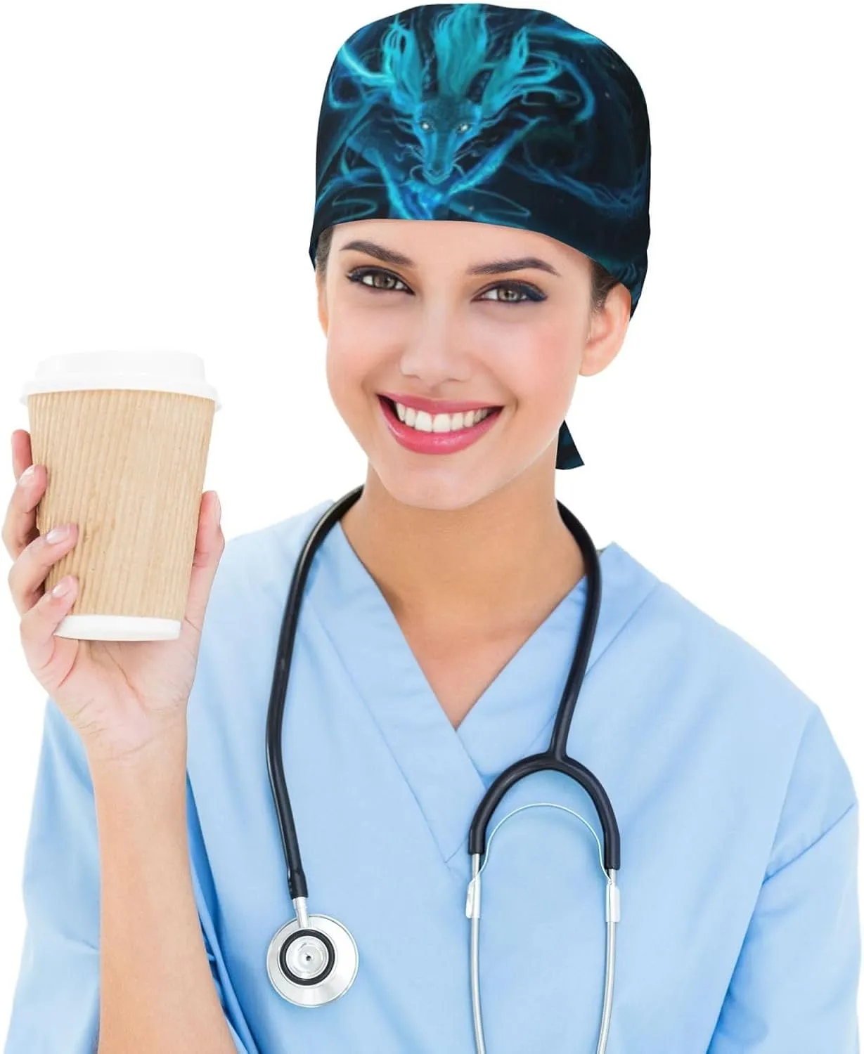 Ohio State Gray Adjustable Working Cap Scrub Hat Sweatband, Fashional Bandage Tie Back Nurse Head Cover for Women Men