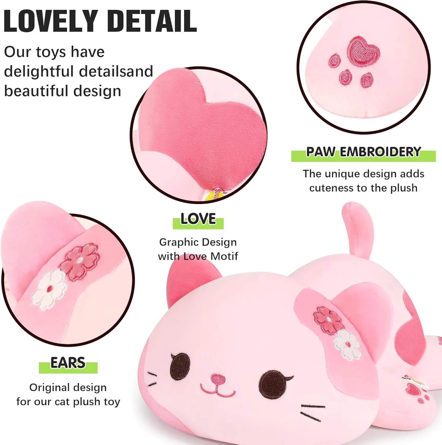 Onsoyours Original Sakura Cat Plush Cute 13 inch Kitten Stuffed Animal Soft Pillow Pink Kawaii Kitty Plush Toy Gift for Kids & Adults (Sakura Cat, 13")