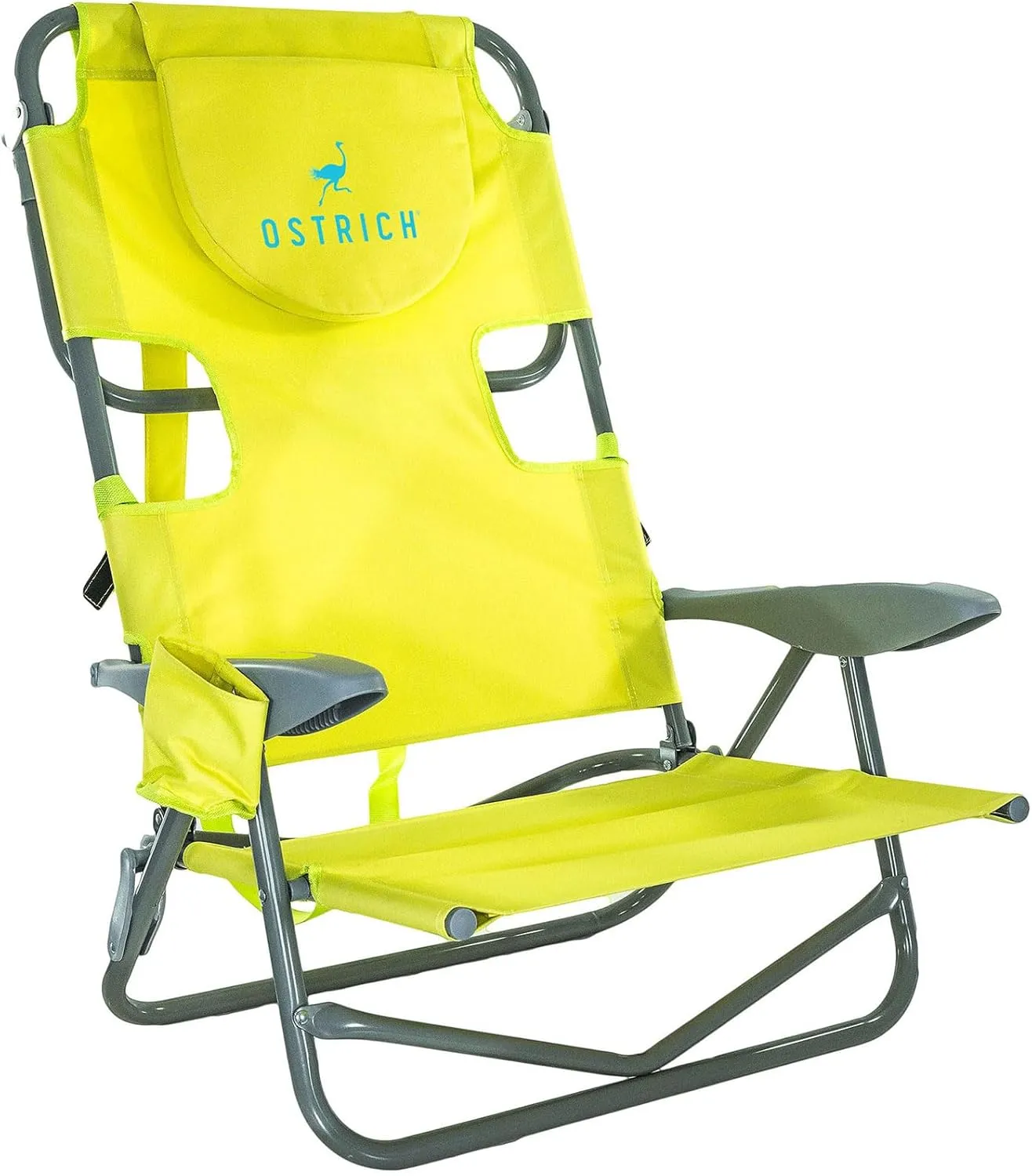 Ostrich On-Your-Back Lightweight Beach Reclining Lounge Lawn Chair w/Backpack Straps, Outdoor Furniture for Pool, Camping, Patio, or Backyard, Green