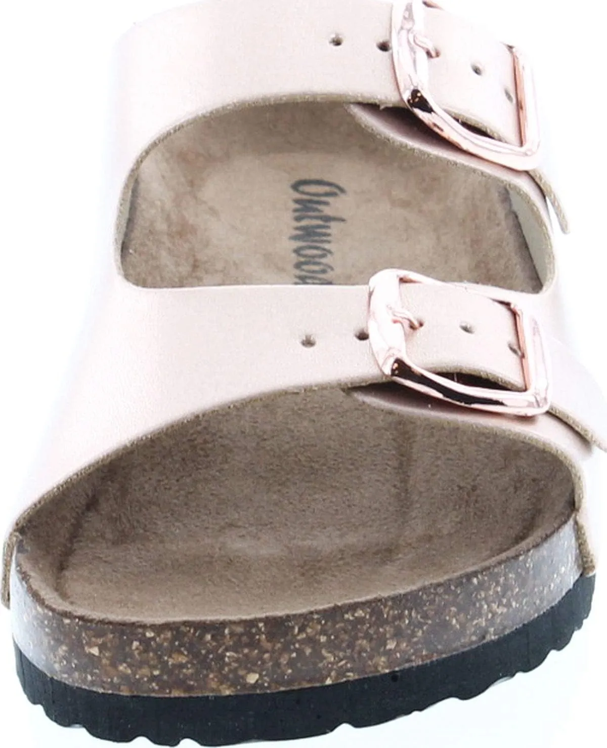 OUTWOODS Women's Bork-46 Vegan Leather Adjustable Double-Strap Slip-On Sandals