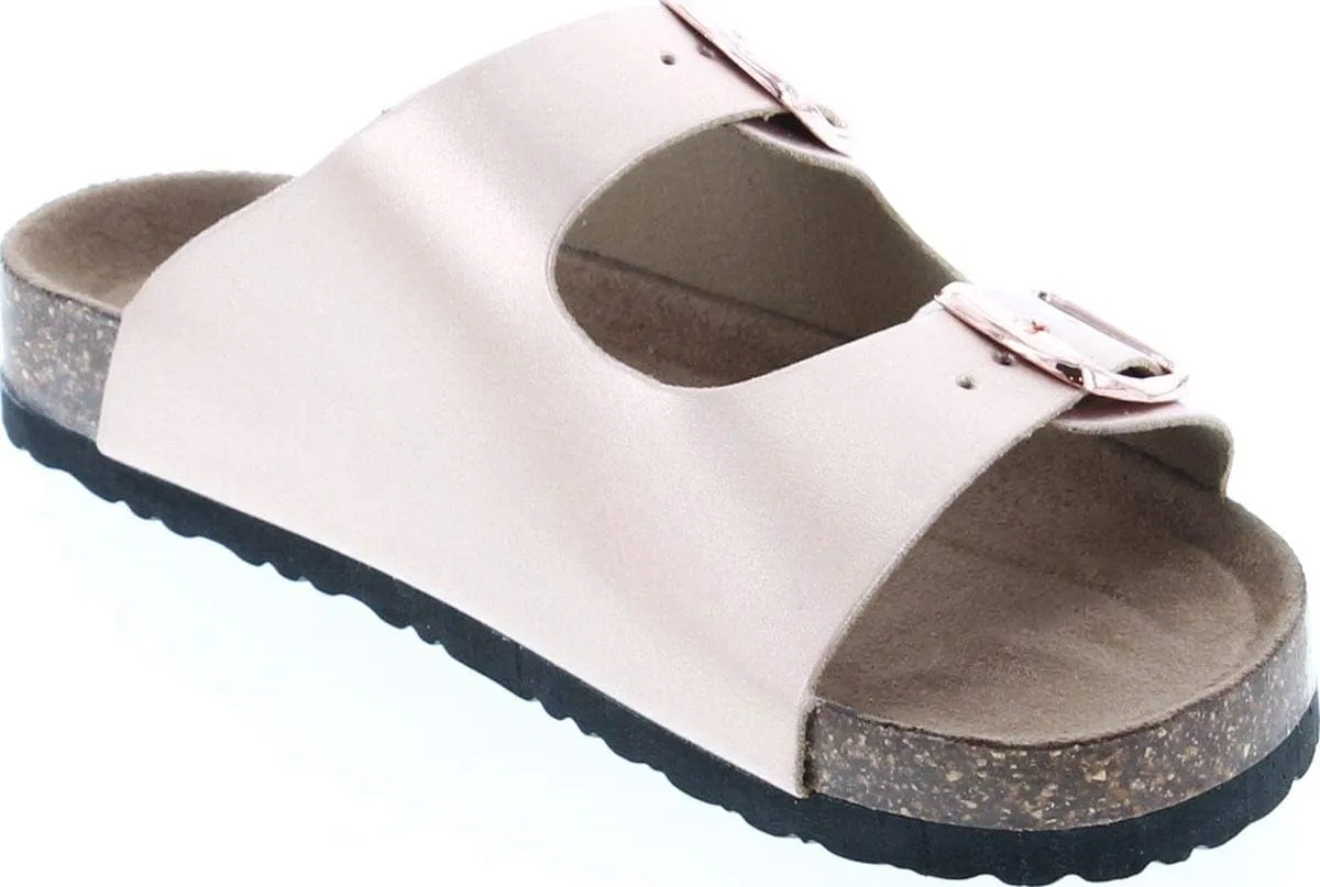 OUTWOODS Women's Bork-46 Vegan Leather Adjustable Double-Strap Slip-On Sandals
