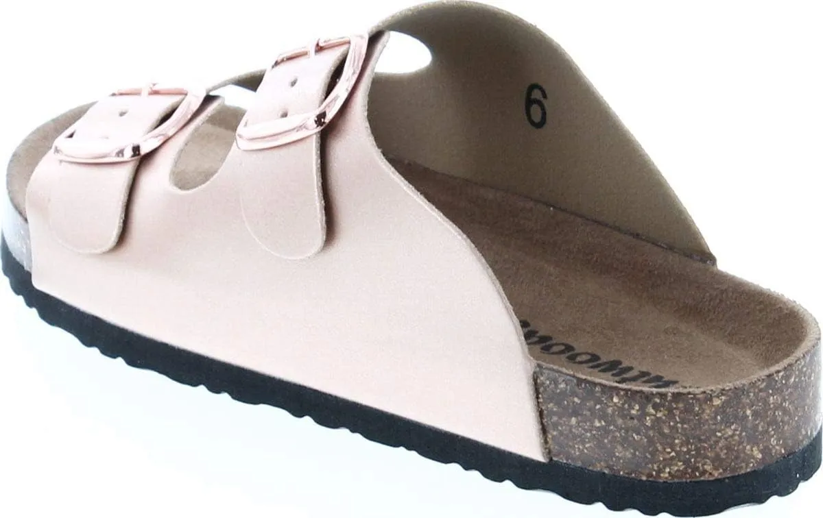 OUTWOODS Women's Bork-46 Vegan Leather Adjustable Double-Strap Slip-On Sandals