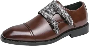 Oxford Dress Shoes for Men Slip On Two Tone Square Toe Patchwork Anti-Slip Low Top Non Rubber Sole Casual Loafers