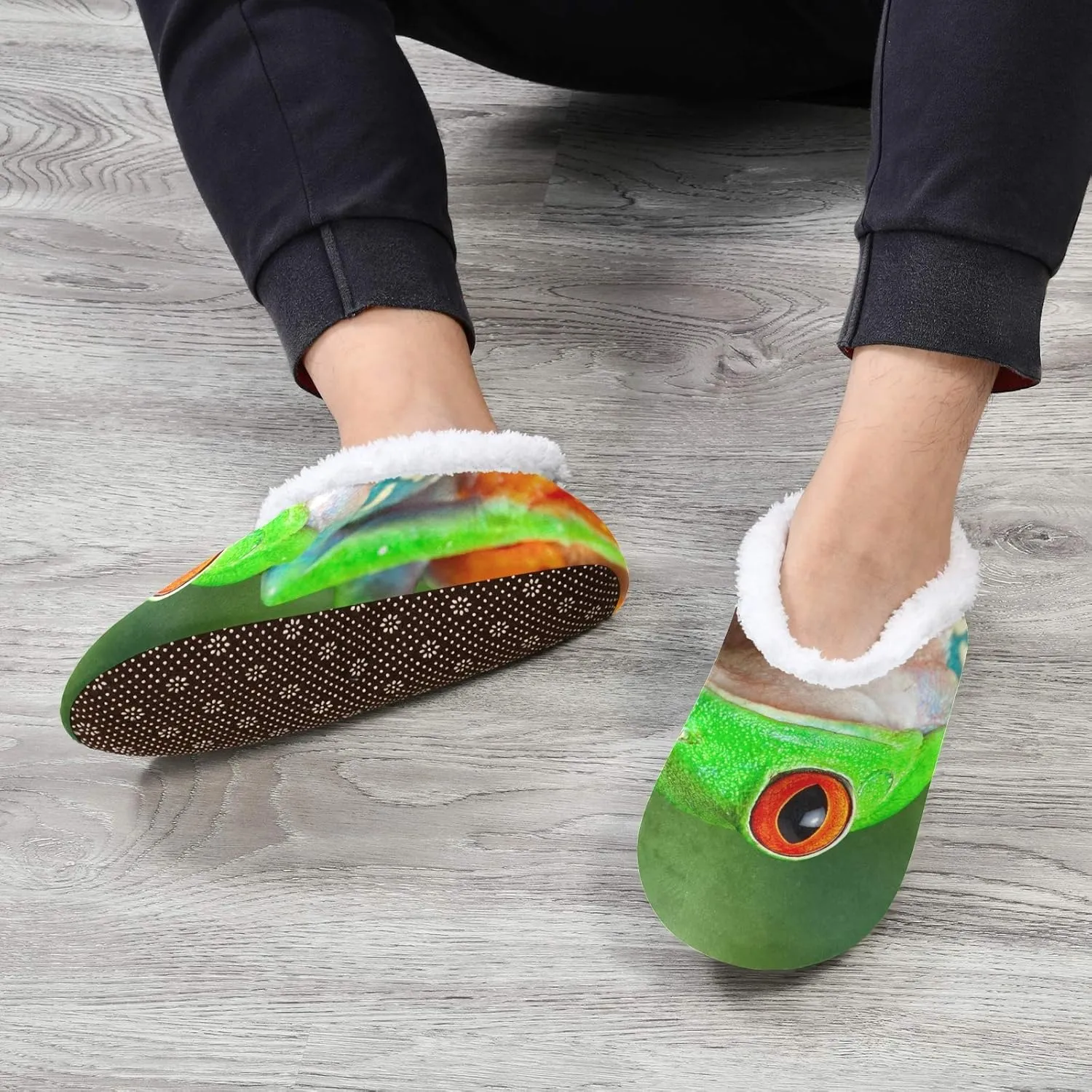 Oyihfvs Unisex Fuzzy House Slippers Memory Foam Warm Slip Shoes Fur Lining M-XXL