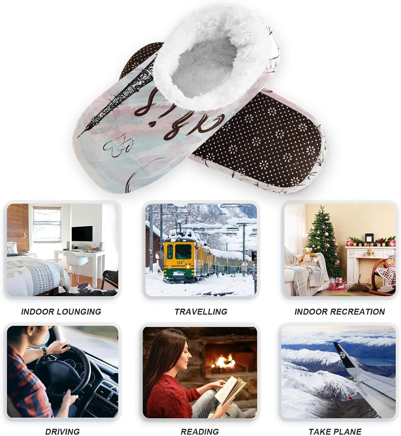 Oyihfvs Unisex Fuzzy House Slippers Memory Foam Warm Slip Shoes Fur Lining M-XXL
