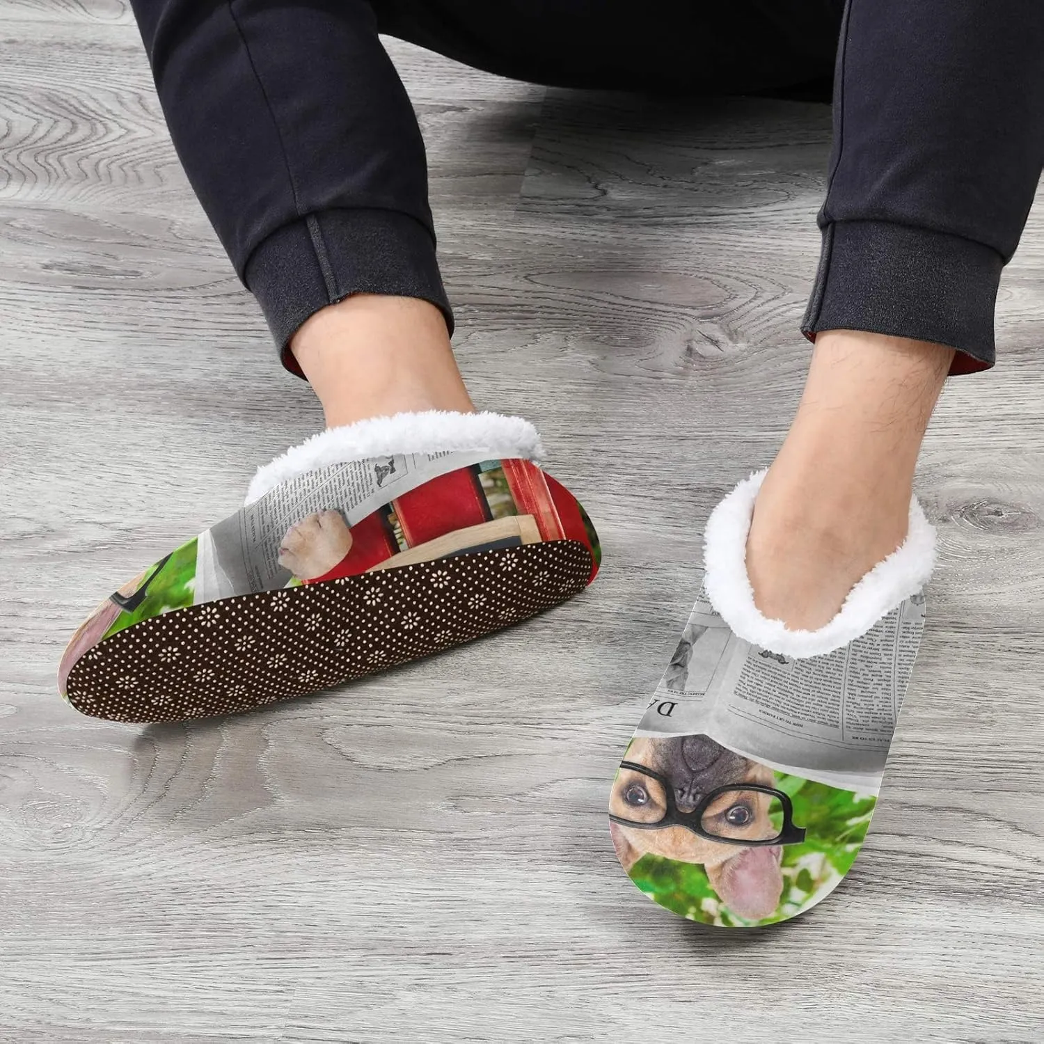 Oyihfvs Unisex Fuzzy House Slippers Memory Foam Warm Slip Shoes Fur Lining M-XXL