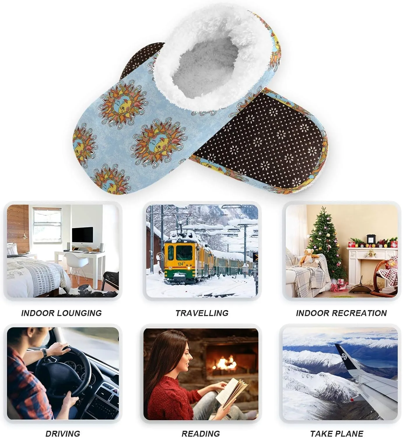 Oyihfvs Unisex Fuzzy House Slippers Memory Foam Warm Slip Shoes Fur Lining M-XXL