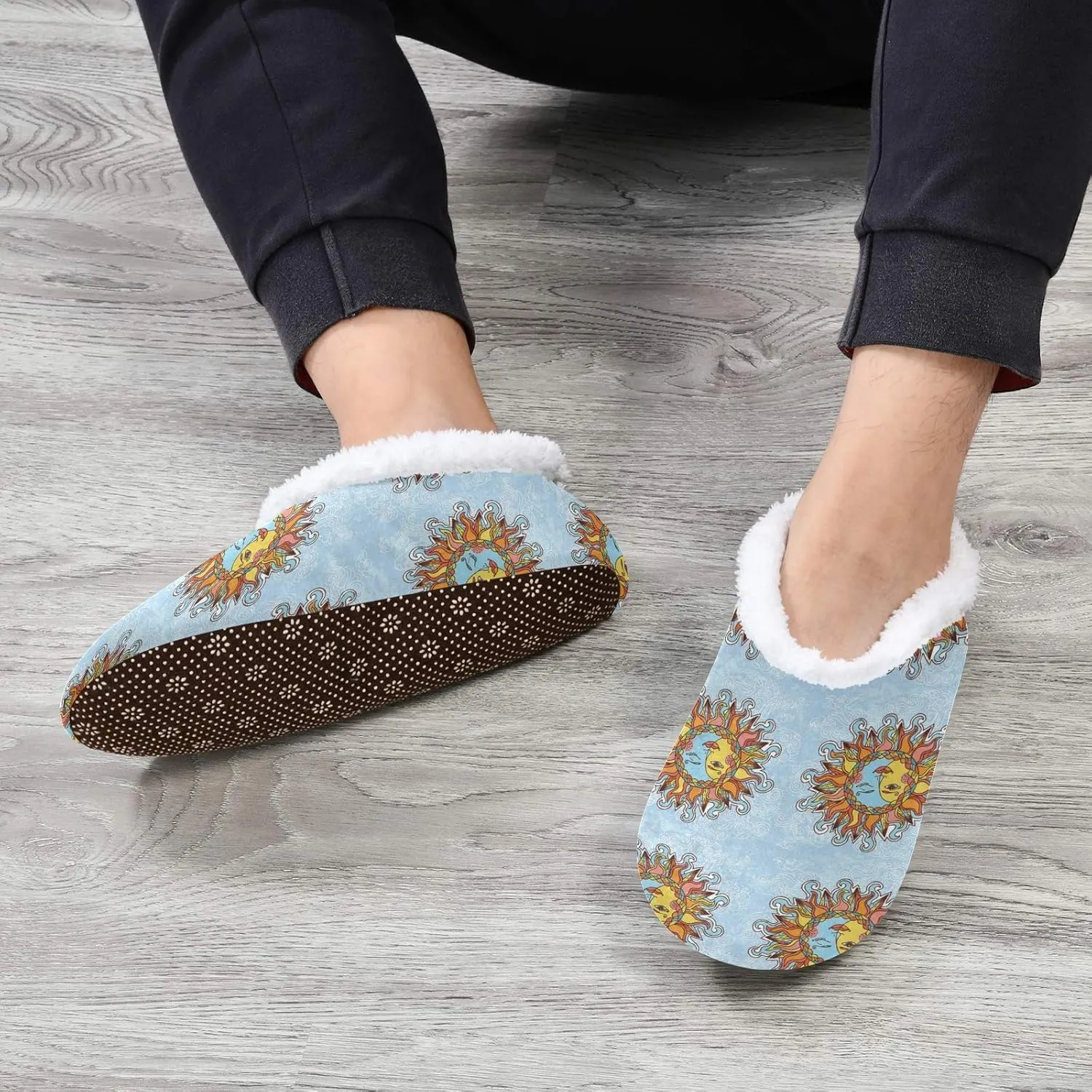 Oyihfvs Unisex Fuzzy House Slippers Memory Foam Warm Slip Shoes Fur Lining M-XXL