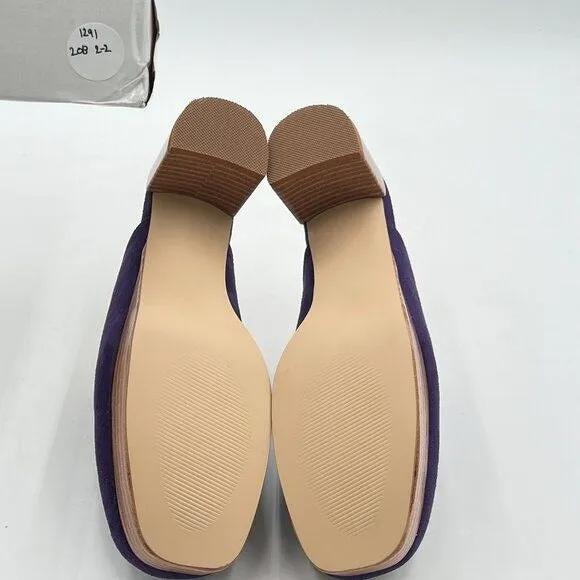 Pazzion Purple Comfy Thick Platform Round Toe Clogs Mules Block High Heel Shoes