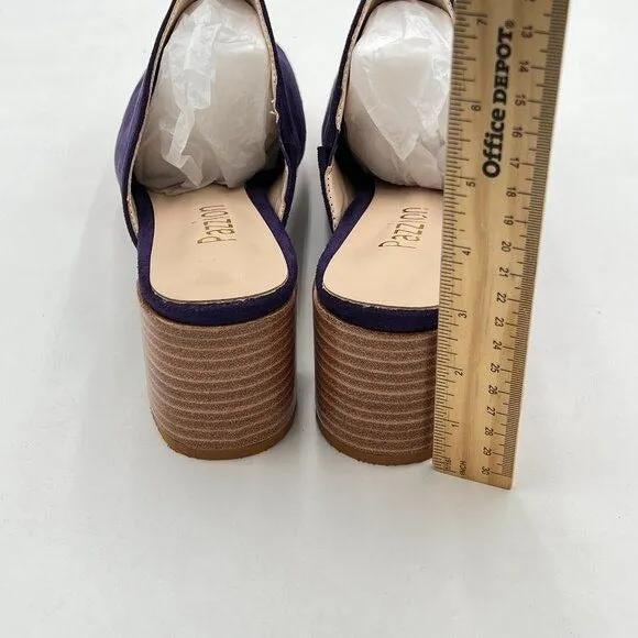 Pazzion Purple Comfy Thick Platform Round Toe Clogs Mules Block High Heel Shoes