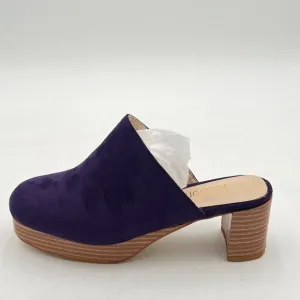 Pazzion Purple Comfy Thick Platform Round Toe Clogs Mules Block High Heel Shoes