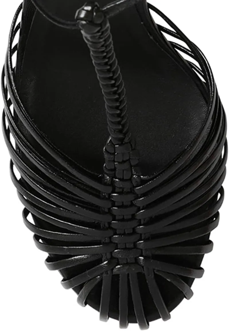 Pazzion Women Fashion Cage Toe High Heel Pumps Ankle T-Strap Buckles Stilettos Sandals Comfy Beach Walking Shoes Size 4-16 US