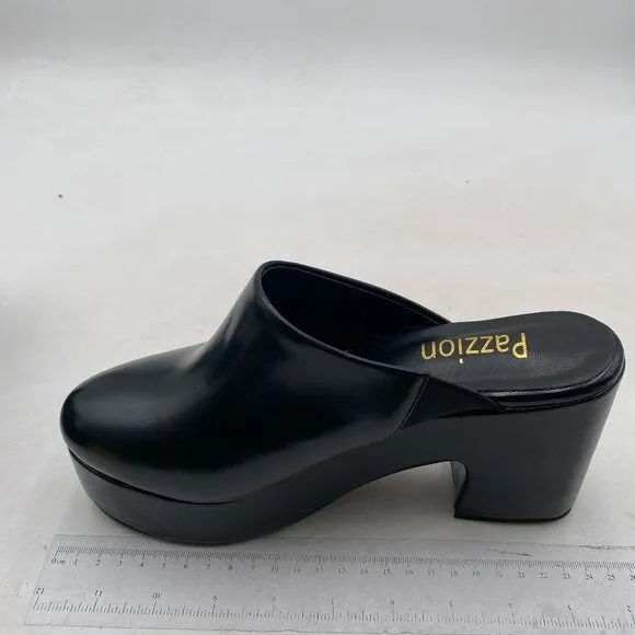 Pazzion Womens Comfy Thick Platform Closed Rounded Toe Clogs Mules Black Shoes